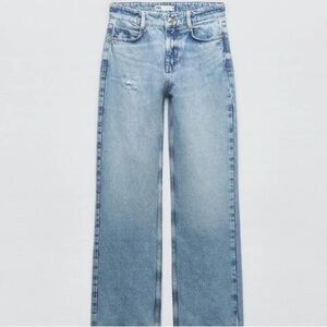 Zara Blue High Rise Jeans with Vintage Wash